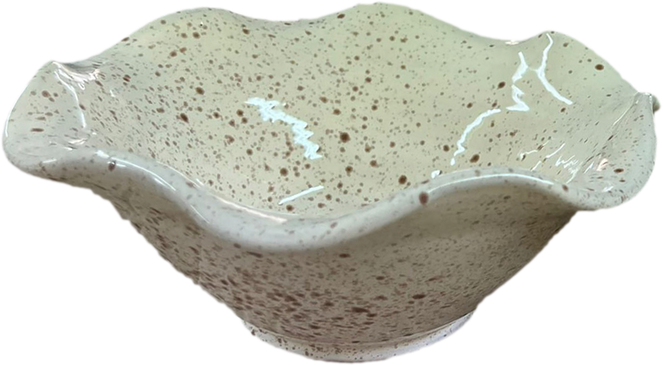 Speckled ceramic bowl with a wavy rim
